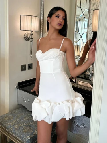 White - Sheath Ruffles Sweetheart Satin Short Homecoming Dresses