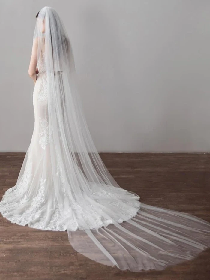 Ivory Tulle Wedding Veils Bridal Cathedral Veil