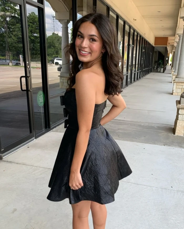 Short Homecoming Dress with Bow