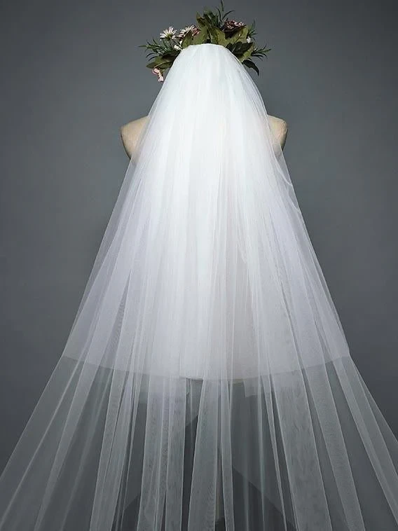 Ivory Lace Cathedral Veils with Blusher