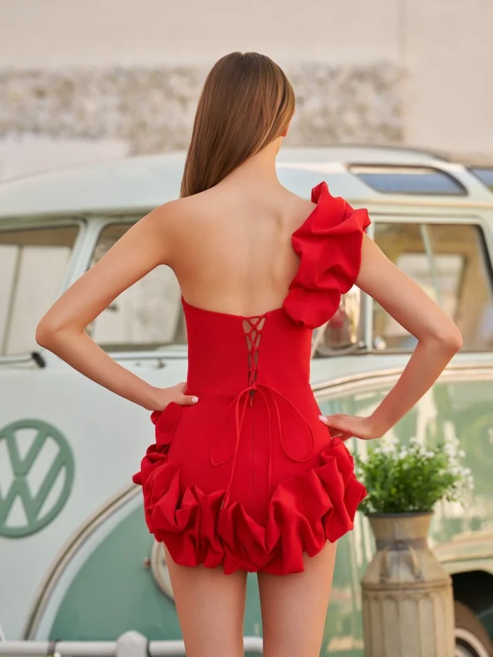 Ireka | Strapless Bodycon Homecoming Dress With Ruffles
