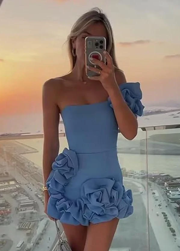 Ireka | Strapless Bodycon Homecoming Dress With Ruffles