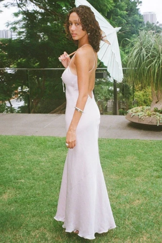 Hero |  Pink -  Spaghetti Straps Satin Sheath Backless Long Prom Dresses