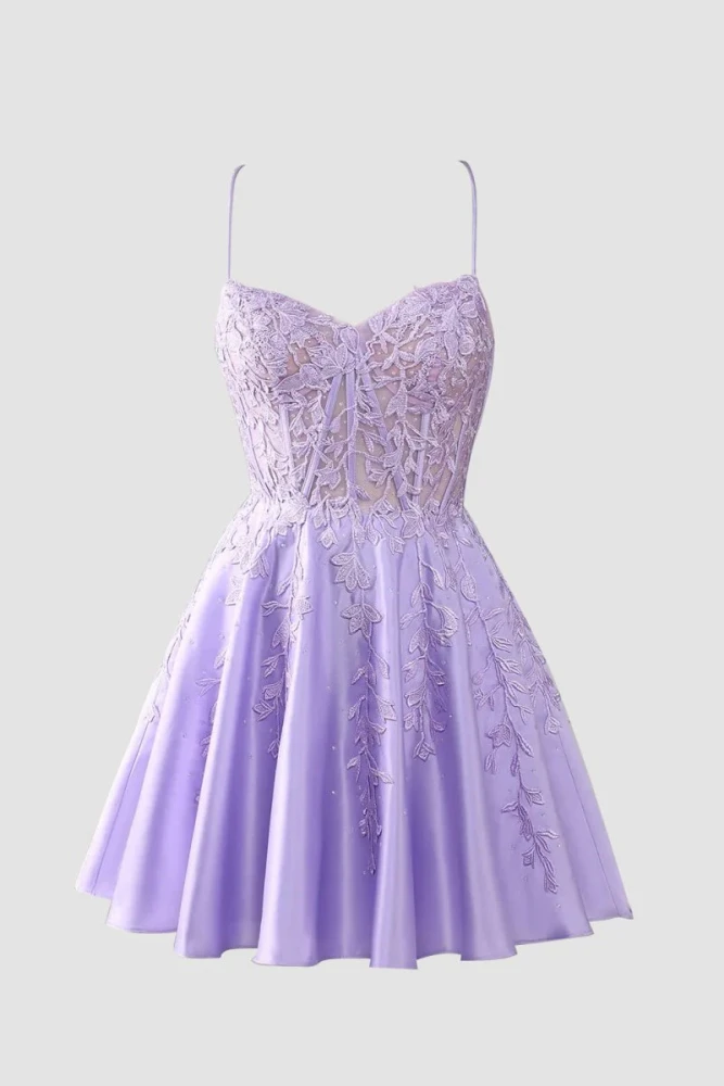 Green Appliques Sweetheart Lace-Up A-Line Short Party Dress