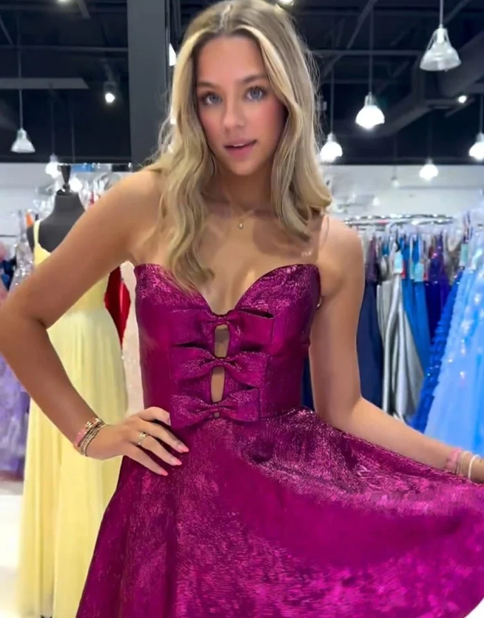 Short Homecoming Dress with Bow