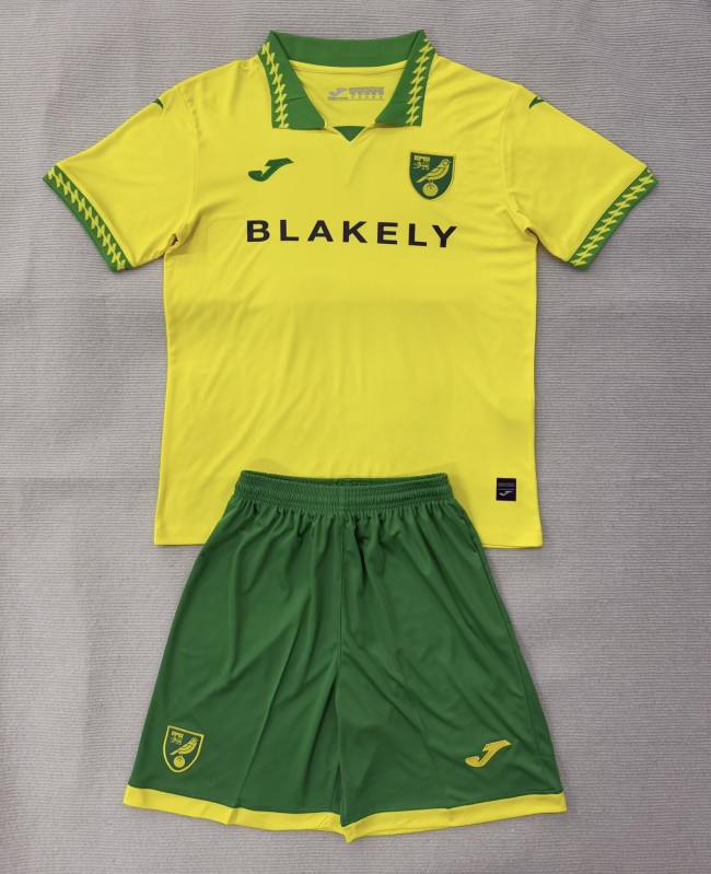 25-26 Norwich City Home Kids Soccer Jersey