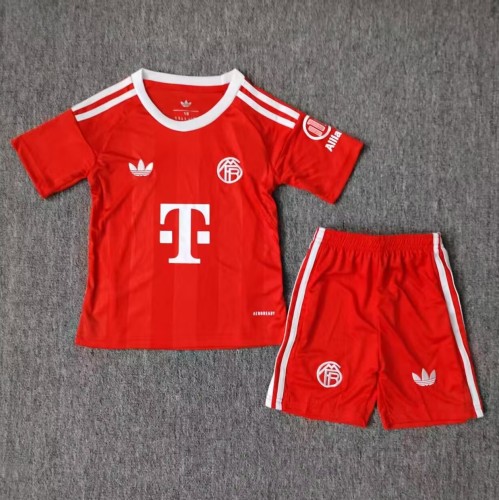 25-26 Bayern Red Goalkeeper Kids Soccer Jersey