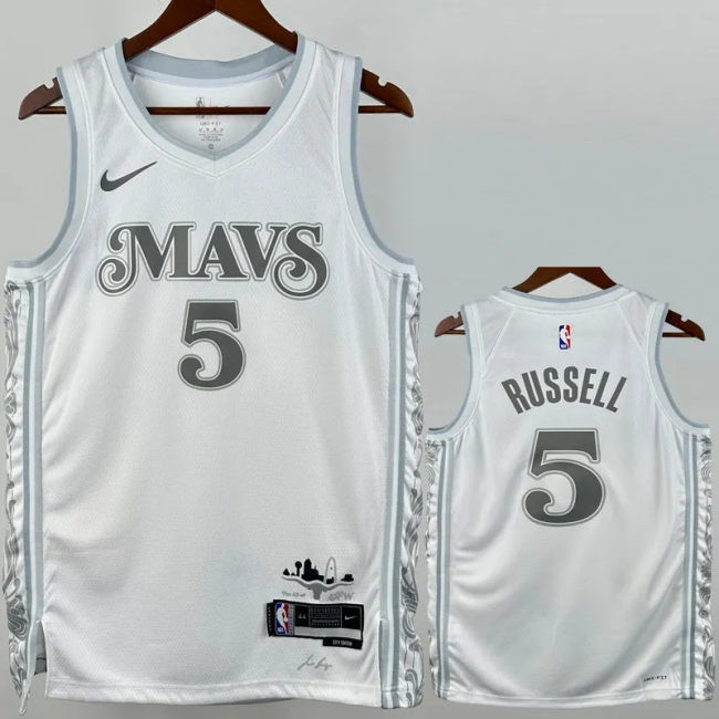 24-25 Dallas Mavericks RUSSELL #5 White City Edition Top Quality Hot Pressing NBA Jersey