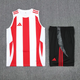 2025 AD White Red Tank Top And Shorts Suit
