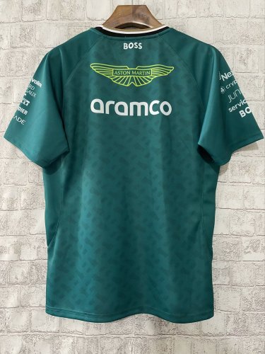 2024 F1 Aston New Pattern Short Sleeve Racing Suit（圆领）