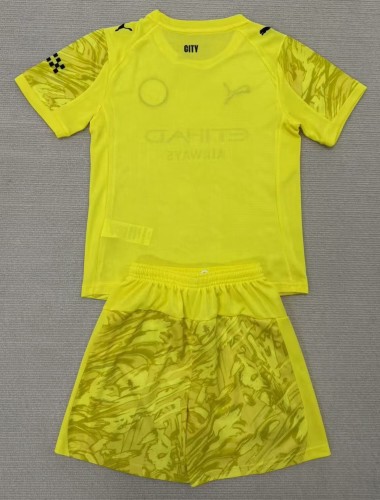 25-26 Man City Goalkeeper Kids Soccer Jersey