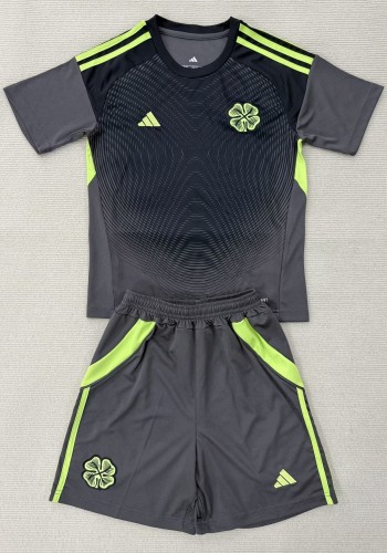 25-26 Celtic Gray Black Goalkeeper Kids Soccer Jersey
