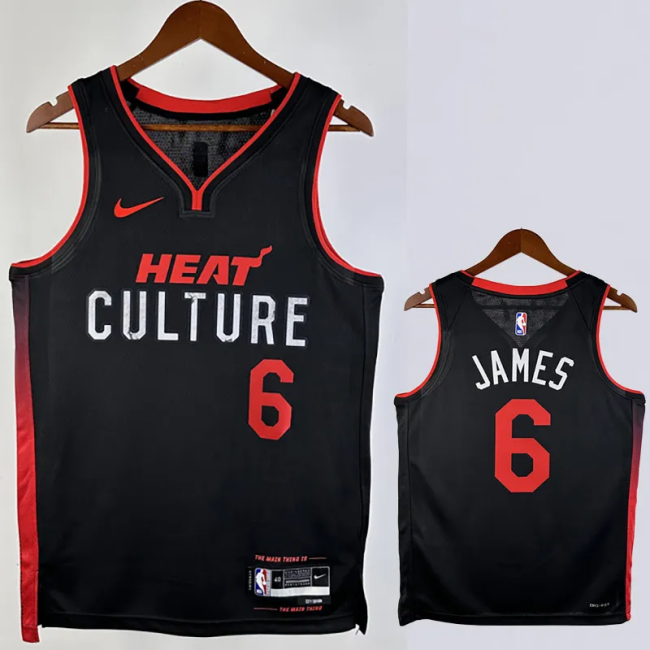 23-24 HEAT JAMES #6 Black City Edition Top Quality Hot Pressing NBA Jersey (V领)
