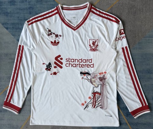 26-27 LIV Away Embroidered Version Long Sleeve Fans Soccer Jersey (长袖)