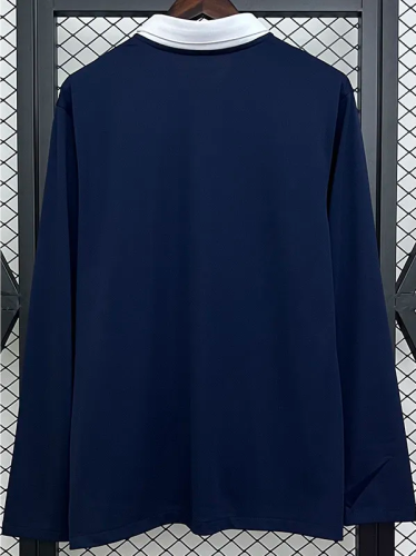 2014 France Home Long Sleeve Retro Soccer Jersey