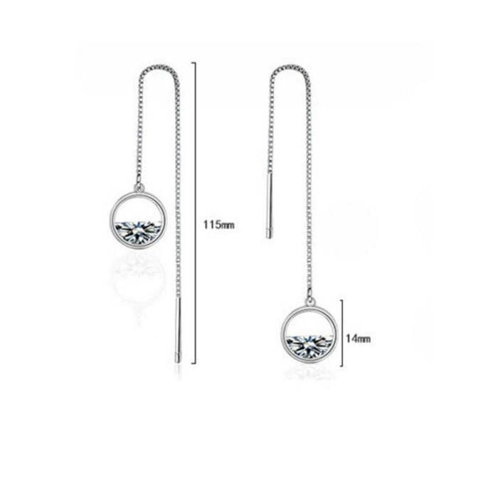 Authentic 925 Sterling Silver Dazzling CZ Zircon Woman Charm Earrings