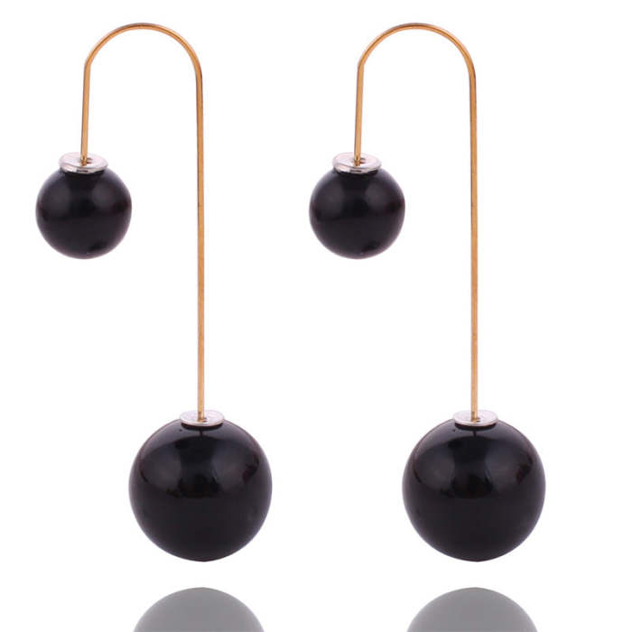 14 Colors Ladies Double Sided Simulated Pearl Stud Earrings