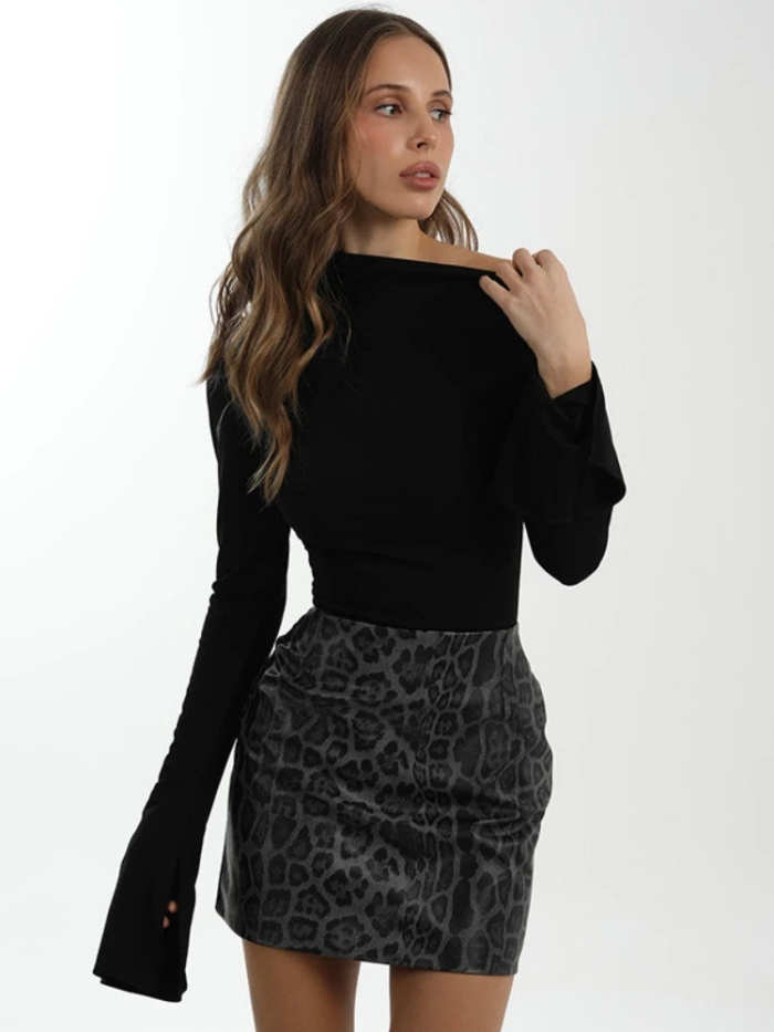 Asymmetrical Flare Long Sleeve T-Shirt