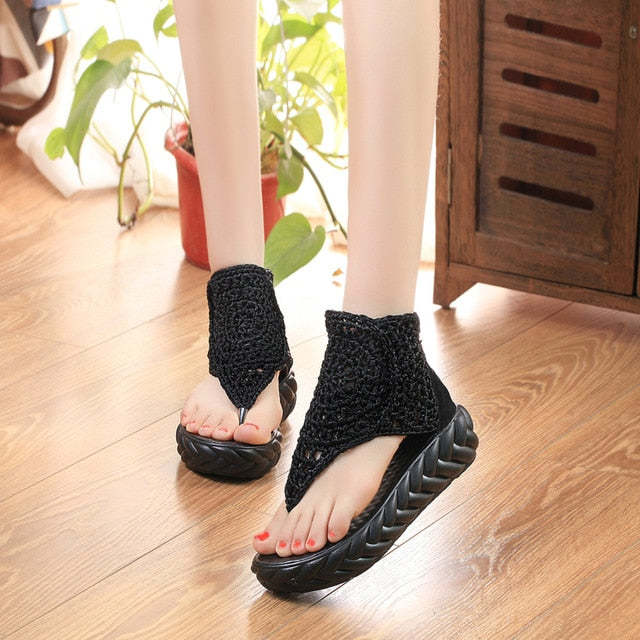 Ankle Wrap Wedges Heels Jelly Shoes