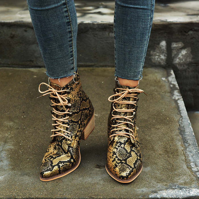 Animal Print PU Leather Cross Tied Chelsea Boots