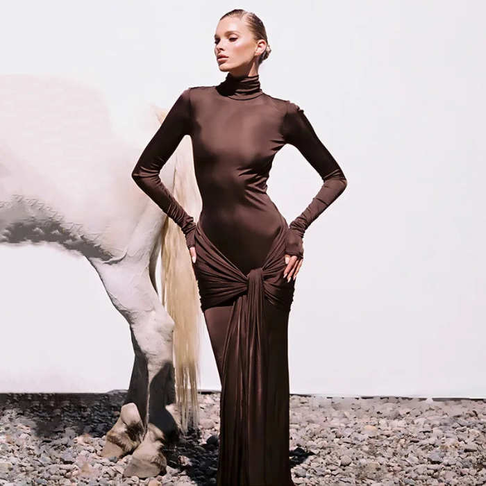 A Giant Spot Light Maxi Dress