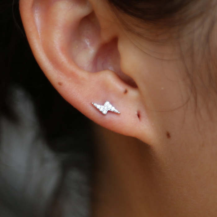 Authentic 925 Sterling Silver Cubic Zirconia CZ Long Woman Stud Earrings