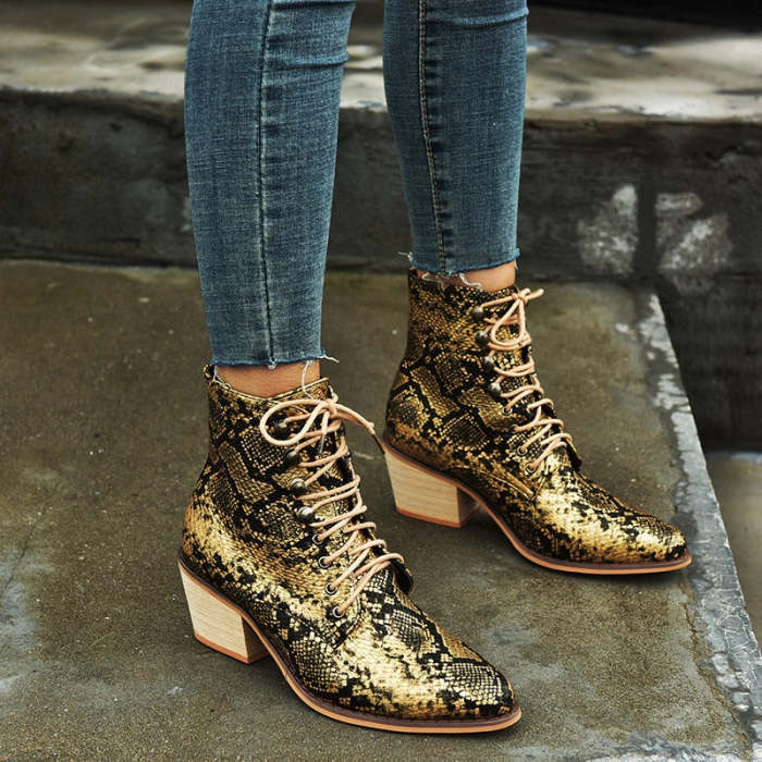 Animal Print PU Leather Cross Tied Chelsea Boots