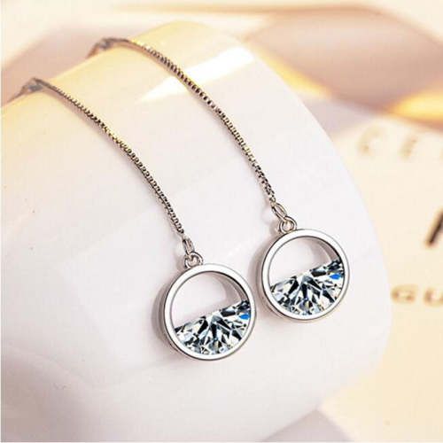 Authentic 925 Sterling Silver Dazzling CZ Zircon Woman Charm Earrings
