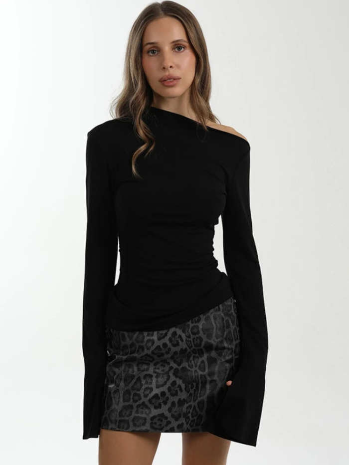 Asymmetrical Flare Long Sleeve T-Shirt