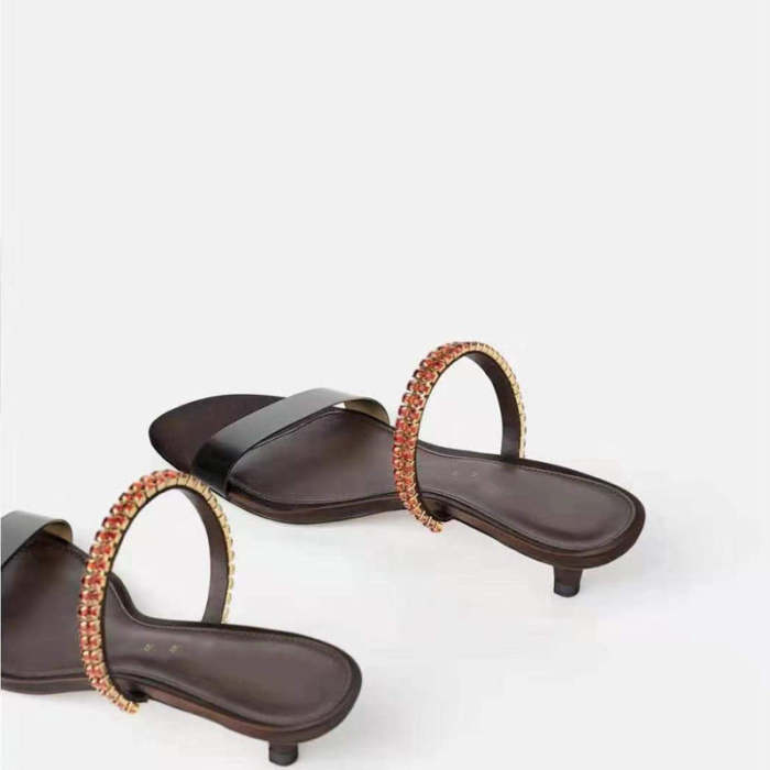 Almost Flat Rhinestone Heeled Sandal