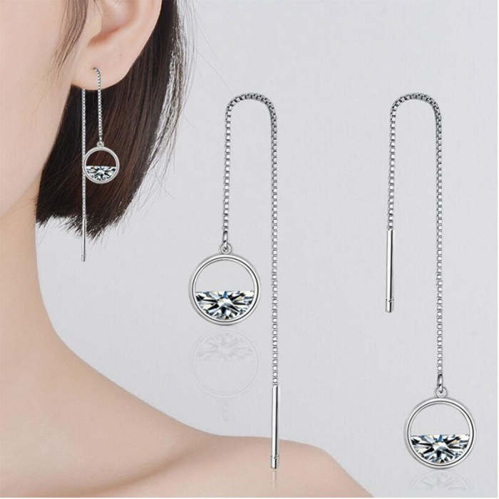 Authentic 925 Sterling Silver Dazzling CZ Zircon Woman Charm Earrings