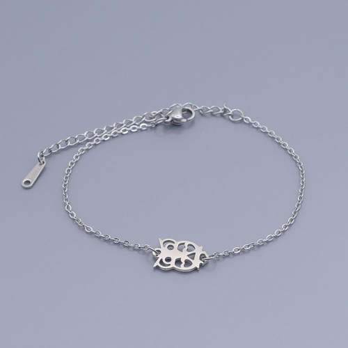 100% Stainless Steel Dainty Wise Owl Charm Bracelet