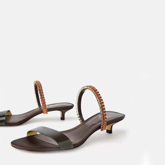 Almost Flat Rhinestone Heeled Sandal