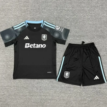 25-26 Aston Villa Away Kids Soccer Jersey 1:1 Thai Quality *带广告