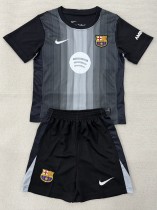 25-26 BAR Black Goalkeeper Kids Soccer Jersey 1:1 Thai Quality