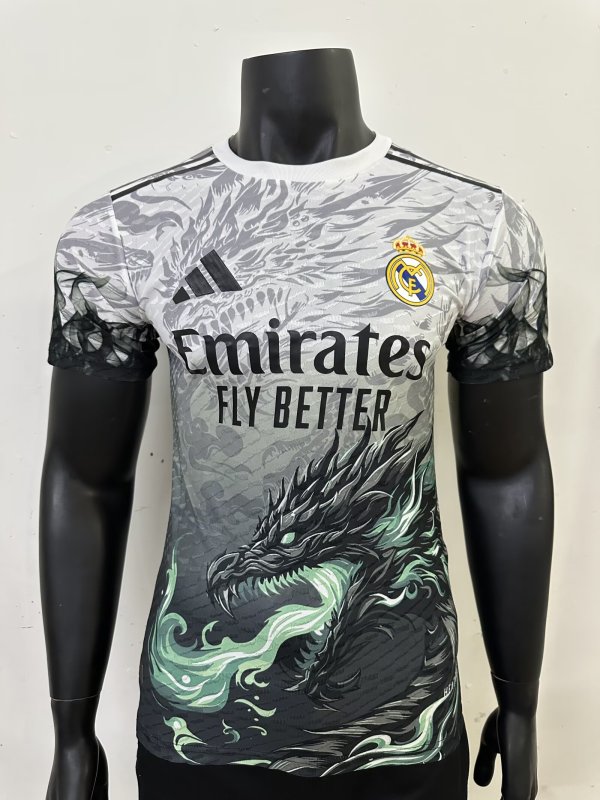 25-26 RMA White Green Special Edition Player Version Soccer Jersey