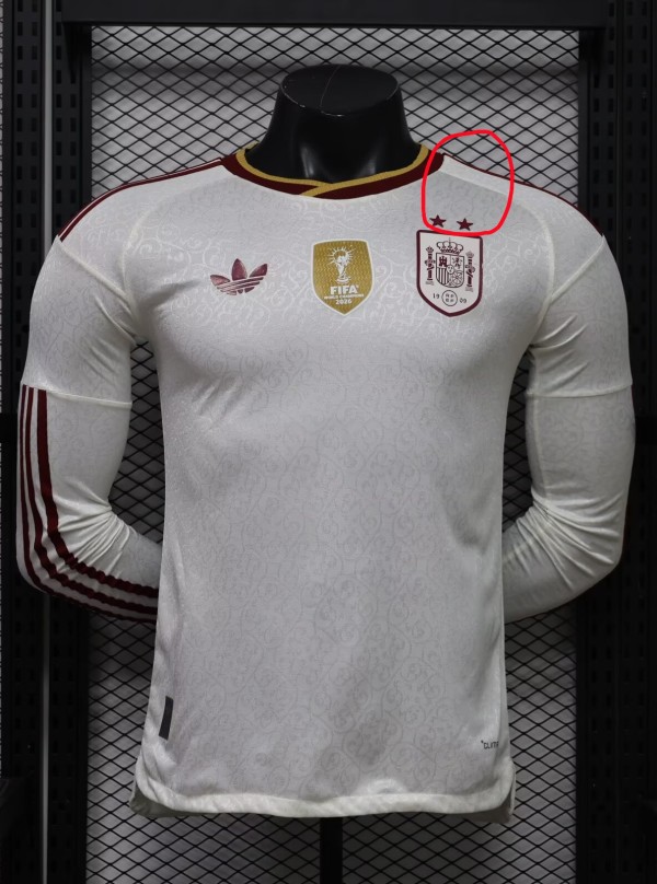 2026 World Cup Spain Away Long Sleeve Player Version Soccer Jersey (With 2 Star)*两颗星*长袖球员