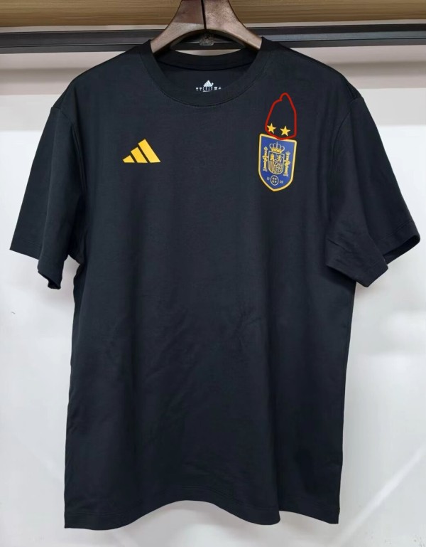 26-27 Spain Black High Quality Casual T-Shirt(With 2 Star)*两颗星