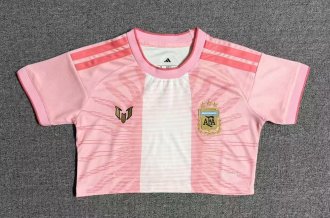 26-27 Argentina Pink Messi Farewell Match Women Cheerleading Short-sleeved (女)