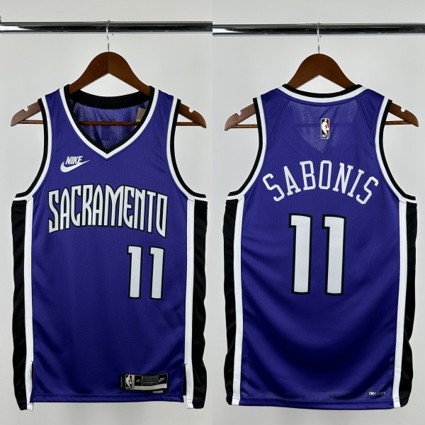 24-25 KINGS SABONIS #11 Purple Retro Top Quality Hot Pressing NBA Jersey(V领)