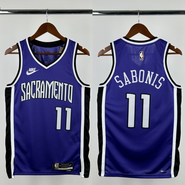 24-25 KINGS SABONIS #11 Purple Retro Top Quality Hot Pressing NBA Jersey(V领)