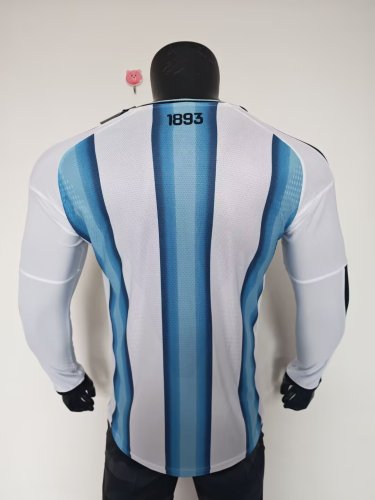 2026 World Cup Argentina Home Long Sleeve Player Version Soccer Jersey