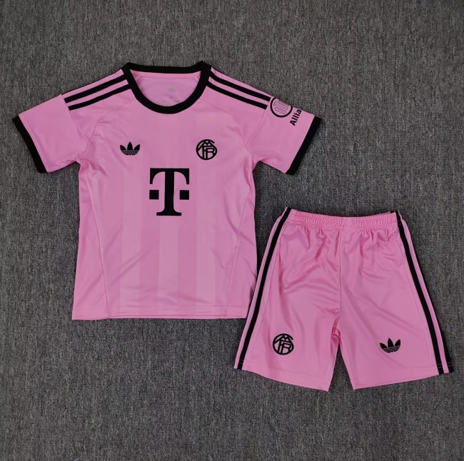 25-26 Bayern Pink Goalkeeper Kids Soccer Jersey