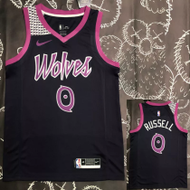 Timberwolves RUSSEL #0 Purple Black Top Quality Hot Pressing NBA Jersey Timberwolves RUSSEL #0 Purple Black Top Quality Hot Pressing NBA Jersey
