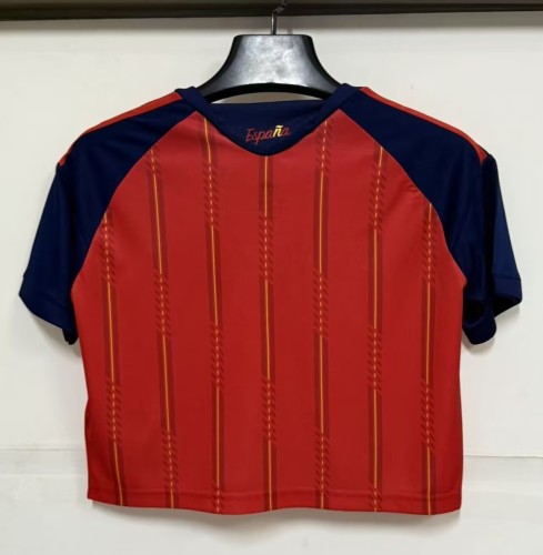 2026 Spain Home Women Cheerleading Short-sleeved (With 2 Star)*两颗星