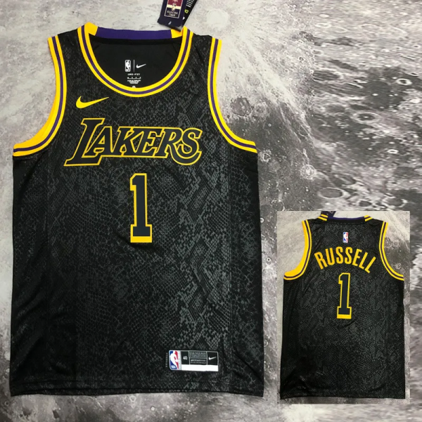 LAKERS RUSSELL #1 Black Top Quality Hot Pressing NBA Jersey