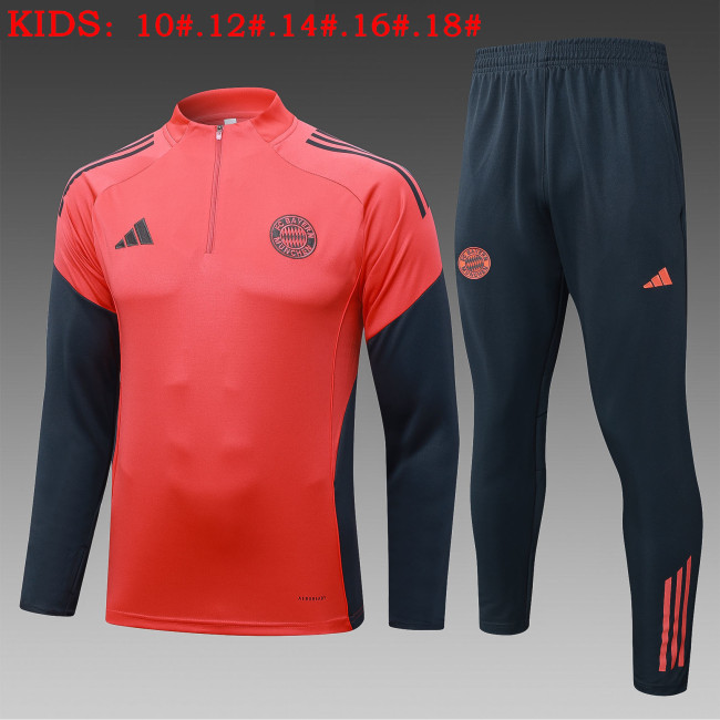 25-26 Bayern High Quality Kids Half Pull Tracksuit