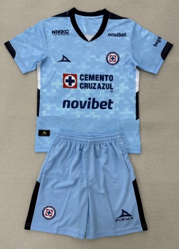 25-26 Cruz Azul Light Blue Goalkeeper Kids Soccer Jersey