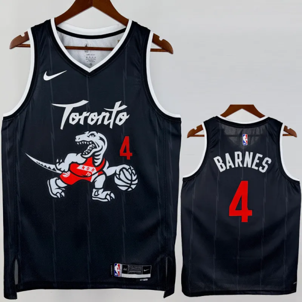 25-26 Raptors BARNES #4 Black City Edition Top Quality Hot Pressing NBA Jersey