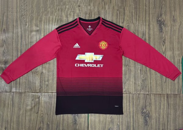 2018-2019 Man Utd Home Long sleeves Retro Soccer Jersey